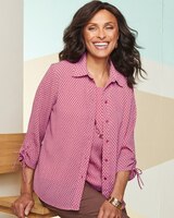 Chiffon Dot Print 3/4 Sleeve Shirt thumbnail number 1