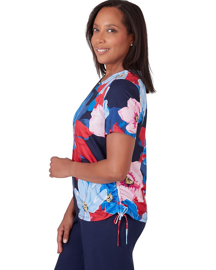 Alfred Dunner® All American Dramatic Flower Top with Ruching image number 4