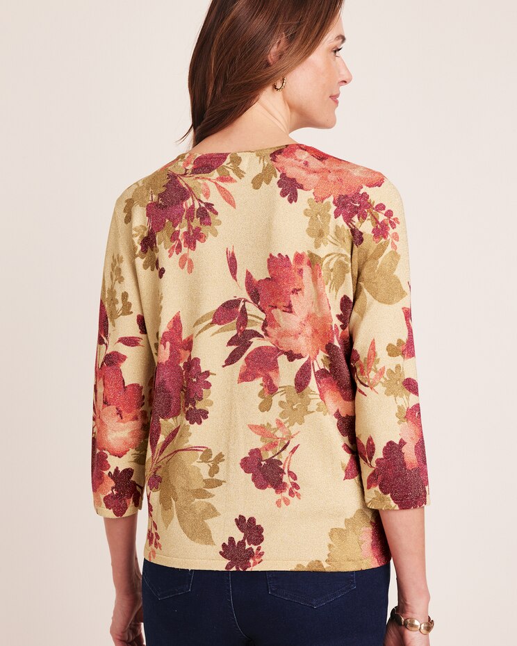 Alfred Dunner® Mulberry Street Floral Shimmer Print Sweater image number 2