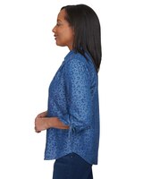 Alfred Dunner® Autumn Weekend Animal Print Tie Sleeve Button Up Top thumbnail number 3