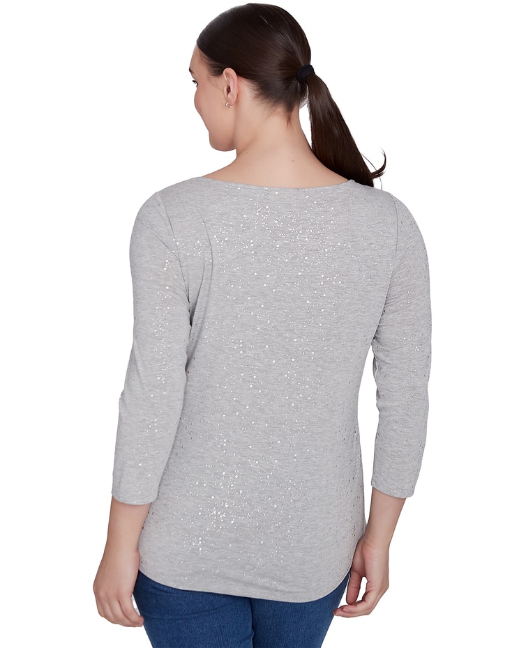 Ruby Rd® Wintery Glow Knit Emb Glitter Top image number 2