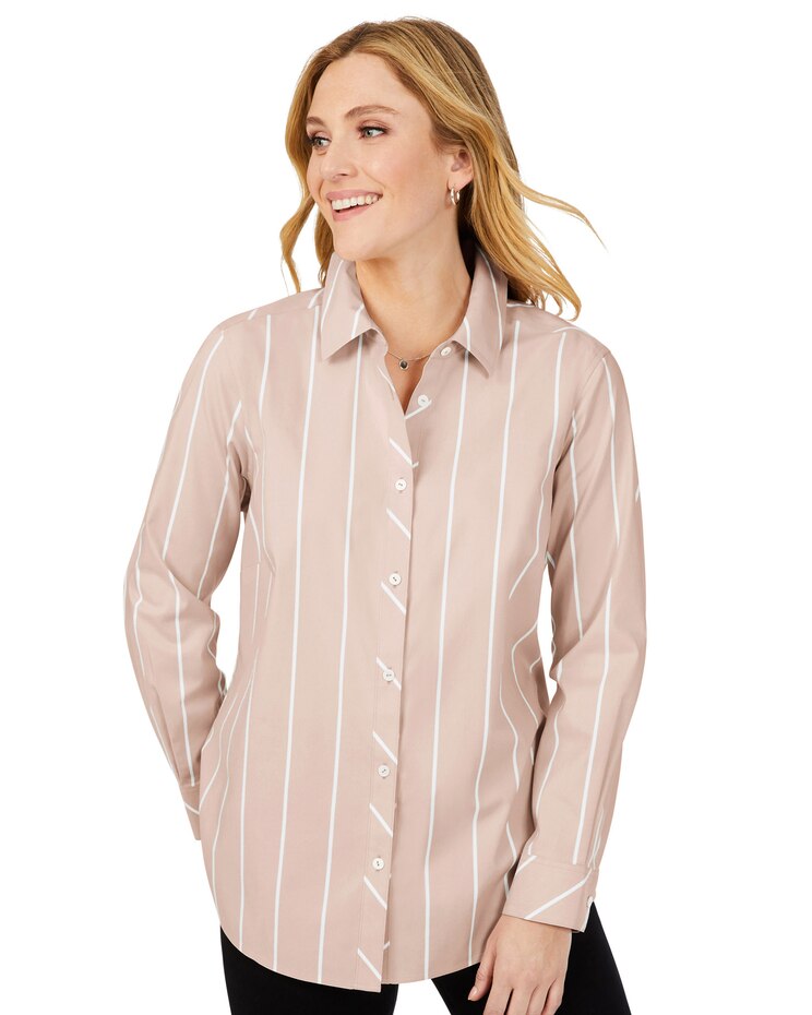Foxcroft Ava Stretch Non-Iron Simply Stripe Shirt image number 1