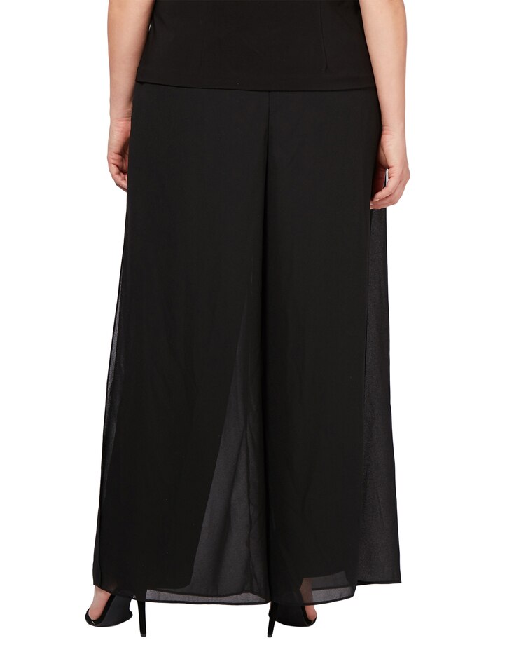 Straight Leg Pant with Georgette Split Leg Overlay image number 4