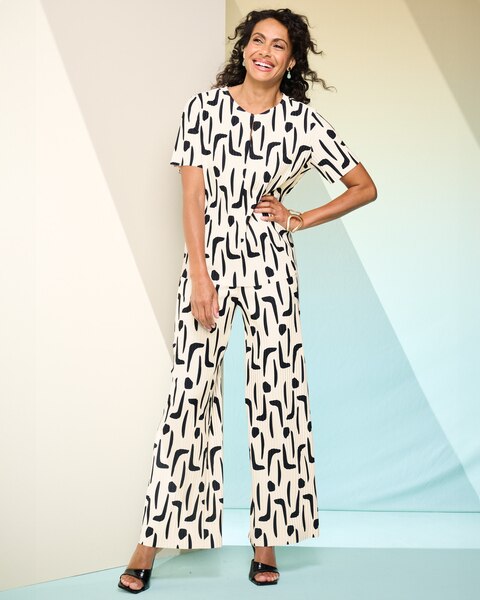 Wave Pleated Printed Top