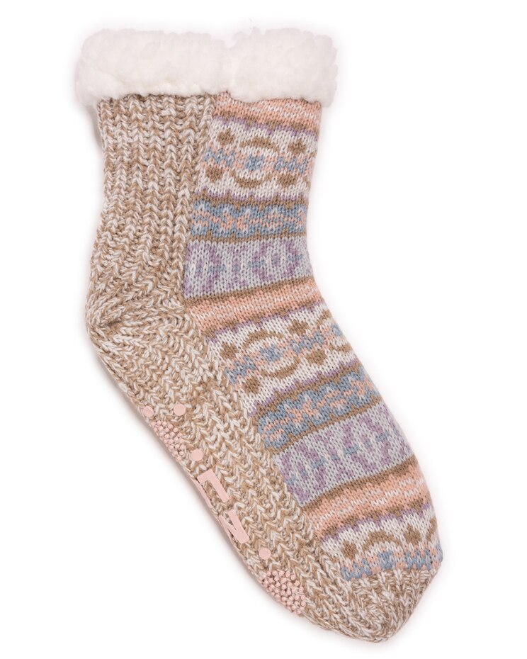 MUK LUKS® Women's Pieced Cabin Sox 1Pr Pack Socks image number 1
