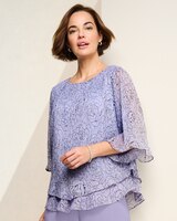 Alex Evenings Printed Tunic With Pointed Double Tiers thumbnail number 1
