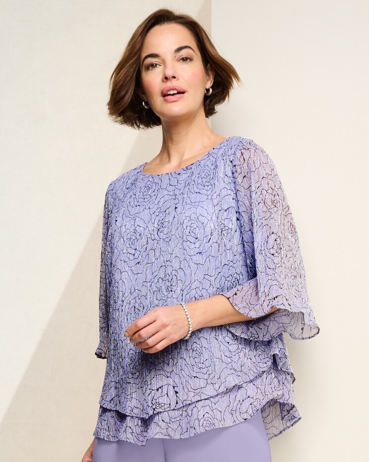 Alex Evenings Printed Tunic With Pointed Double Tiers image number 1