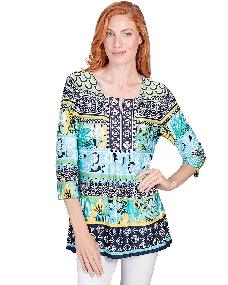 Ruby Rd® By The Sea Knit Mix Border Top image number 1