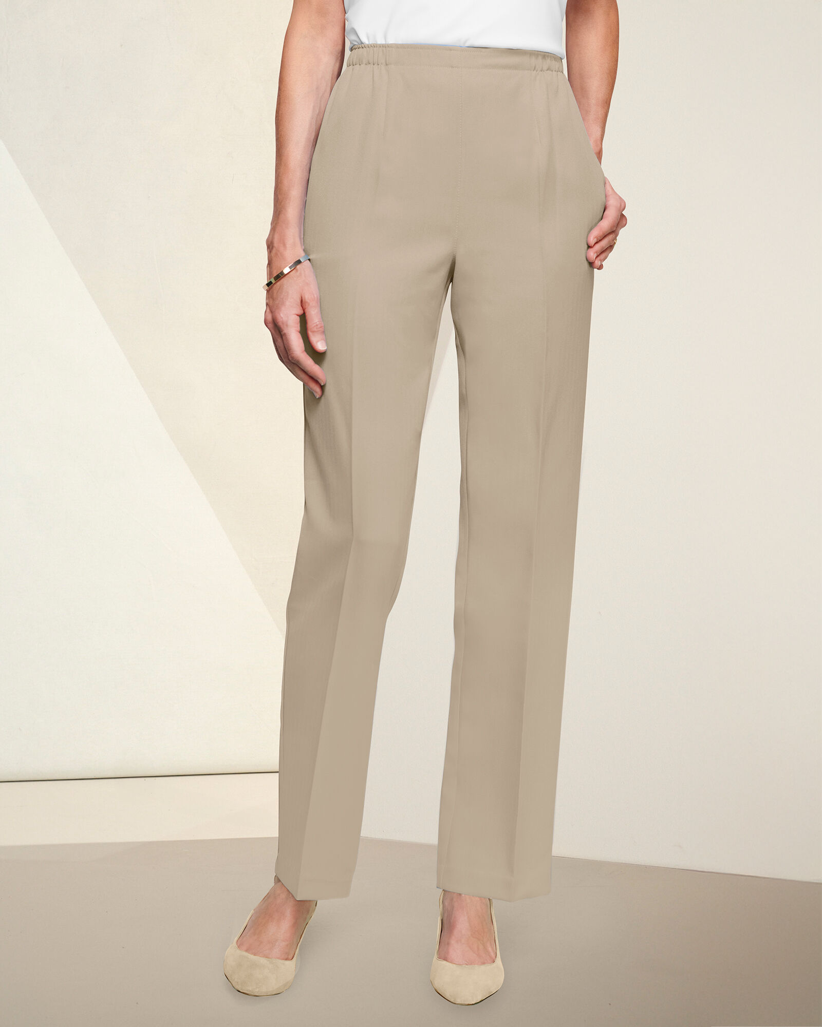 Herringbone Straight Leg Pull-On Pants | Draper's & Damon's