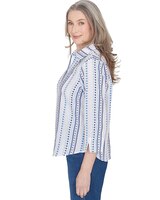 Alfred Dunner® Classics Jacquard Stripe Collared Button Down Top thumbnail number 4