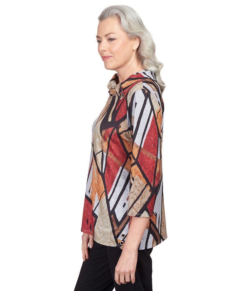 Alfred Dunner® Park Place Abstract Patchwork Cowl Neck Top image number 4