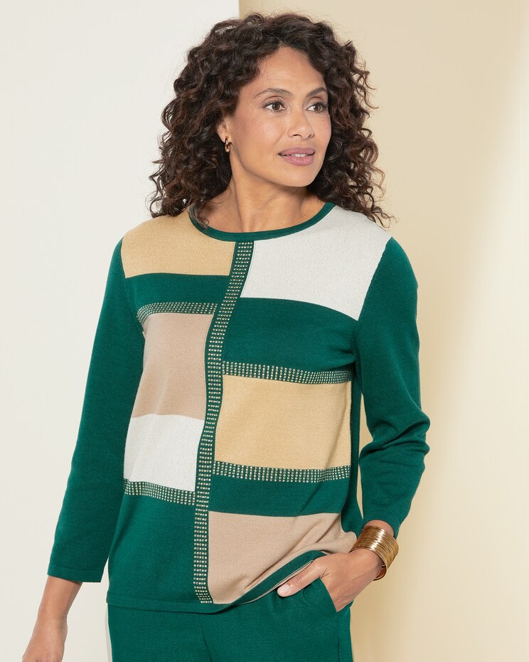 Graphic Colorblock Sweater by Alfred Dunner image number 1