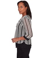 Alfred Dunner® Opposites Attract Striped Texture Top with Necklace thumbnail number 4