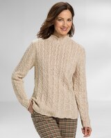 Donegal Braided Cabled Mockneck Sweater thumbnail number 1