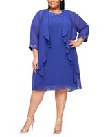 S.L. Fashions Embroidered Soutache Dress with Sheer Yoke thumbnail number 1