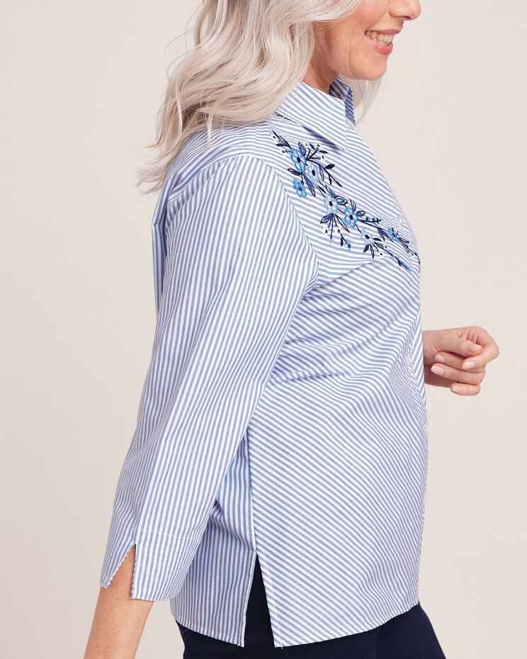 Alfred Dunner® Classic Embroidered Mitered Stripe Shirt image number 3