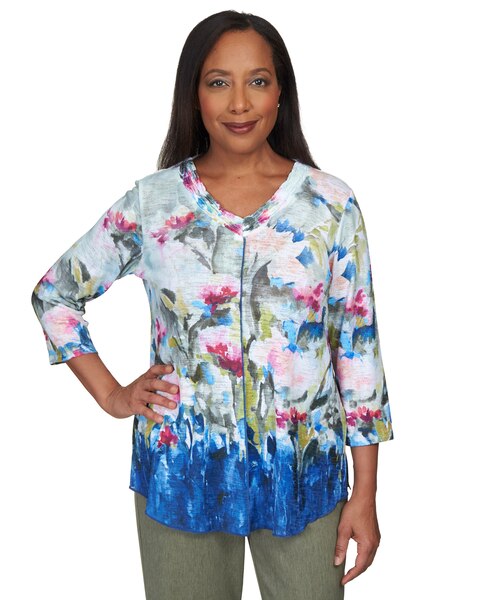 Alfred Dunner® Chelsea Market Abstract Border Garden Print Top