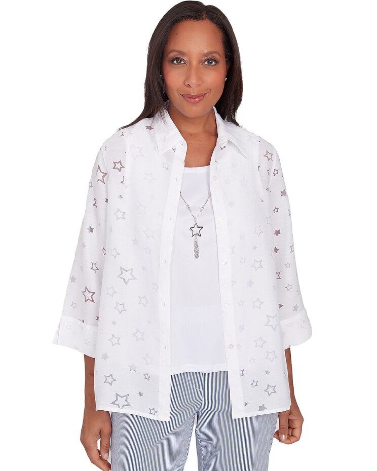 Alfred Dunner® All American Burnout Stars Two for One Top image number 1