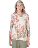 Alfred Dunner® Tuscan Sunset Floral Textured Top thumbnail number 1