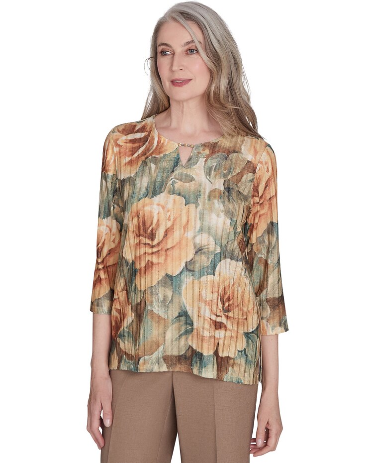 Alfred Dunner® Emerald Isle Vintage Floral Top image number 3