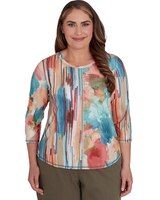Alfred Dunner® Sedona Sky Spliced Floral Brushstroke Stripes thumbnail number 1