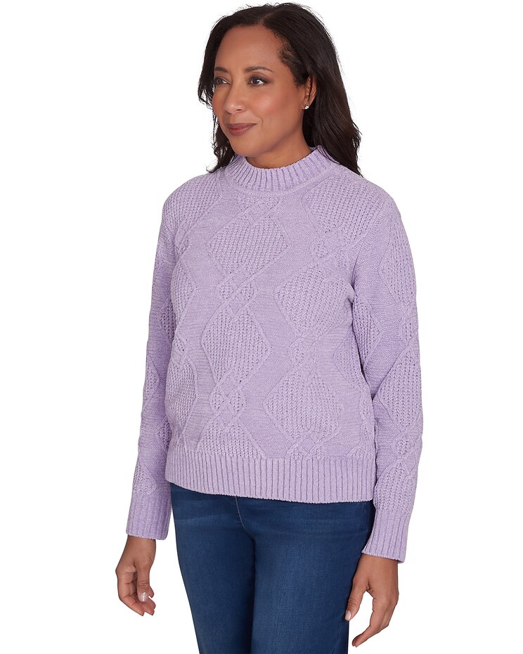 Alfred Dunner® Classics Chenille Diamond Turtleneck Sweater image number 5