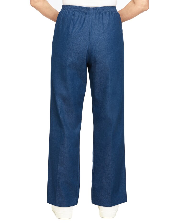 Alfred Dunner Classic Pull-On Denim Proportioned Straight Leg With Elastic Waistband Pants image number 3