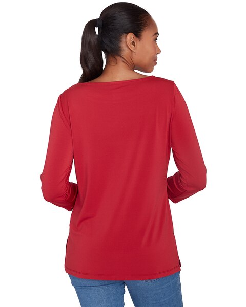 Ruby Rd® Go Wild Knit Emb Solid Top