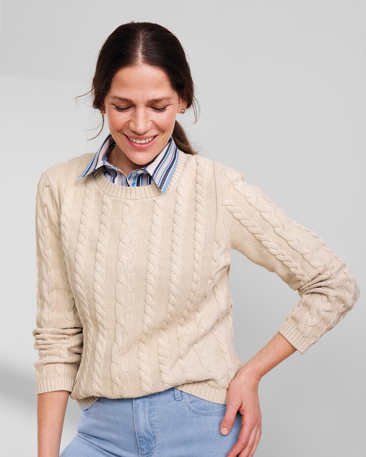 Bayside Cotton Mixed-Cable Pullover image number 2