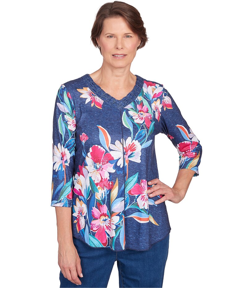 Alfred Dunner® In Full Bloom Placed Floral Top image number 1