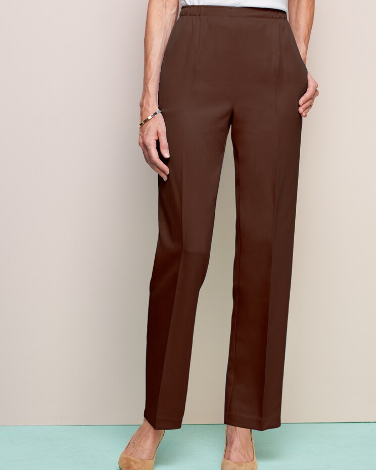 Herringbone Straight Leg Pull-On Pants image number 1