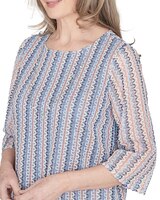 Alfred Dunner® Scottsdale Vertical Texture Woven Trim Top With Necklace thumbnail number 5
