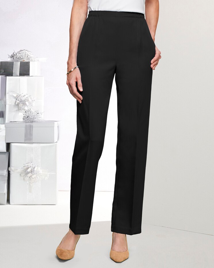 Herringbone Straight Leg Pull-On Pants image number 1
