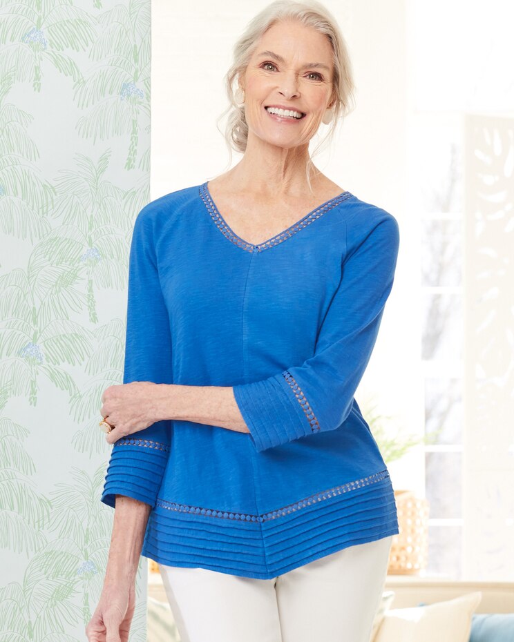 Pintuck Eyelet Trim Tee image number 1