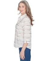 Alfred Dunner® Classics Classic Biadere Button Down Top With Front Pockets thumbnail number 4