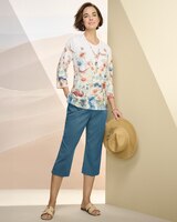 Alfred Dunner Floral And Dragonfly Print Top thumbnail number 2