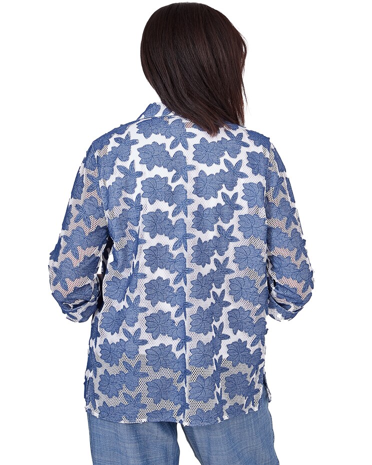 Alfred Dunner® Blue Bayou Mesh Two for One Top with Necklace image number 2
