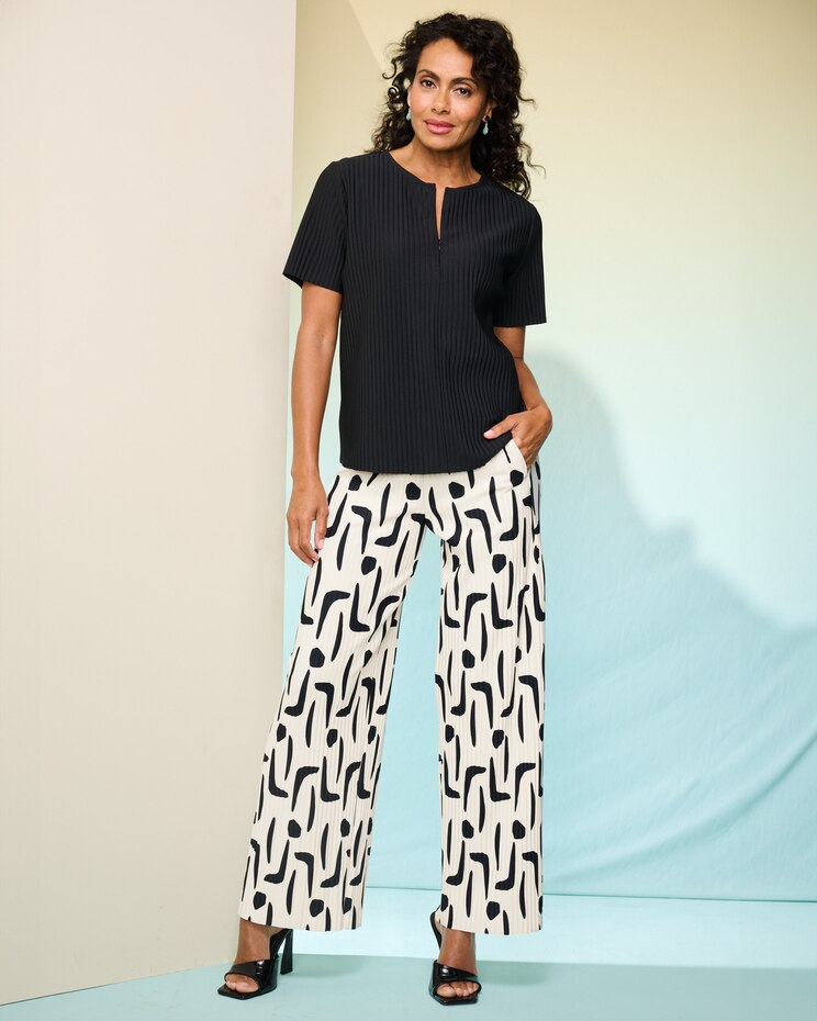 Wave Pleated Print Pants image number 3