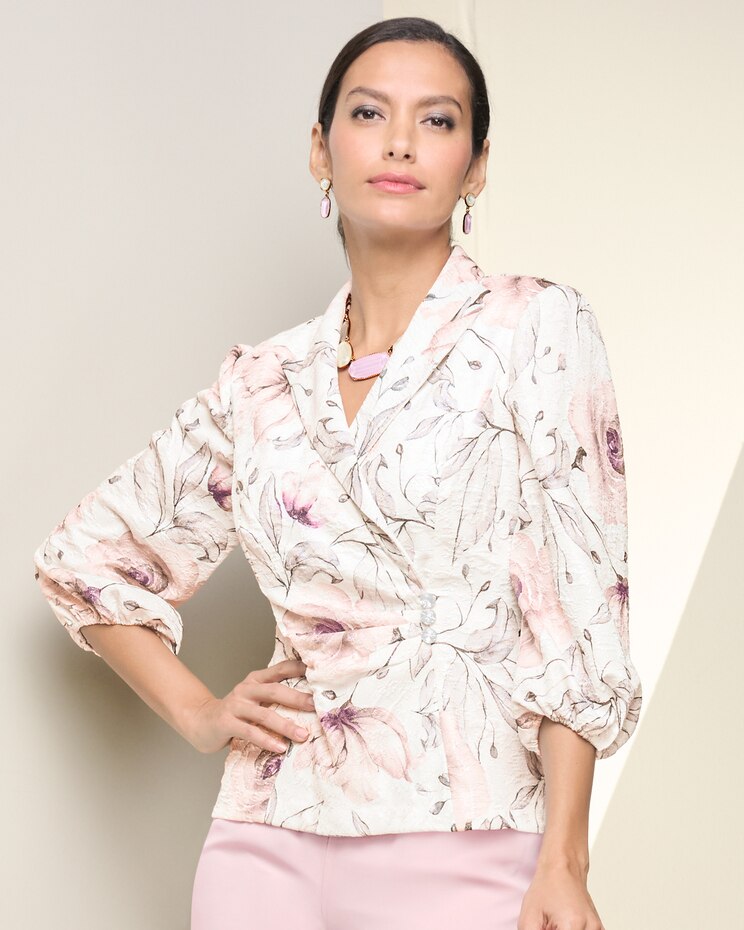 Printed Jacquard Knit Jacket image number 1