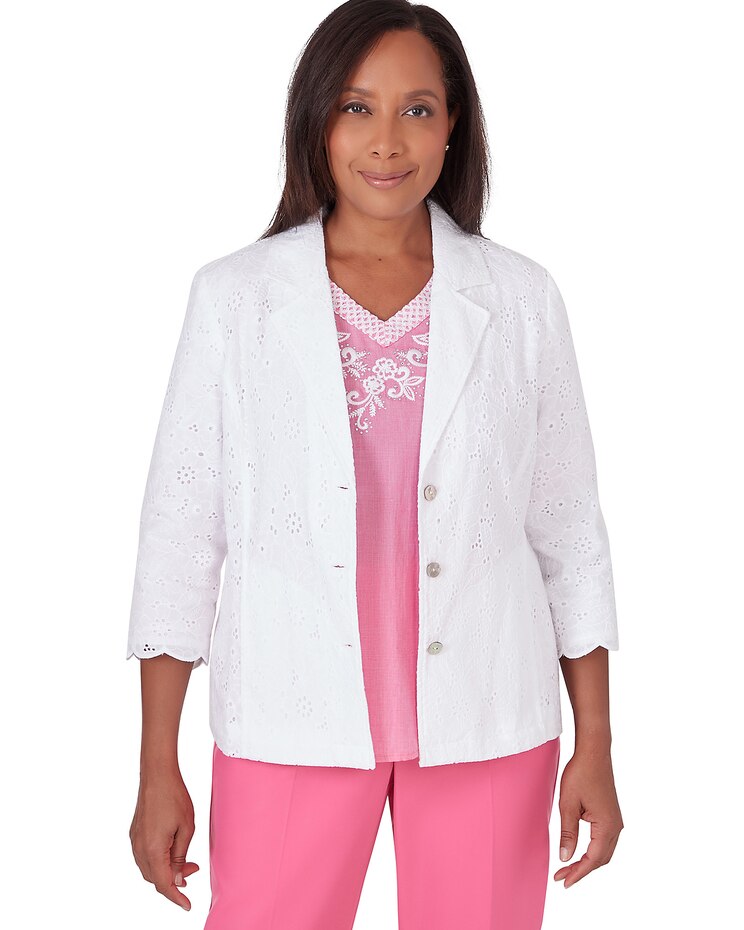 Alfred Dunner® Paradise Island Button Front Eyelet Jacket image number 1
