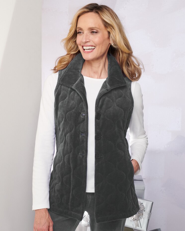 Quilted Velour Vest image number 1
