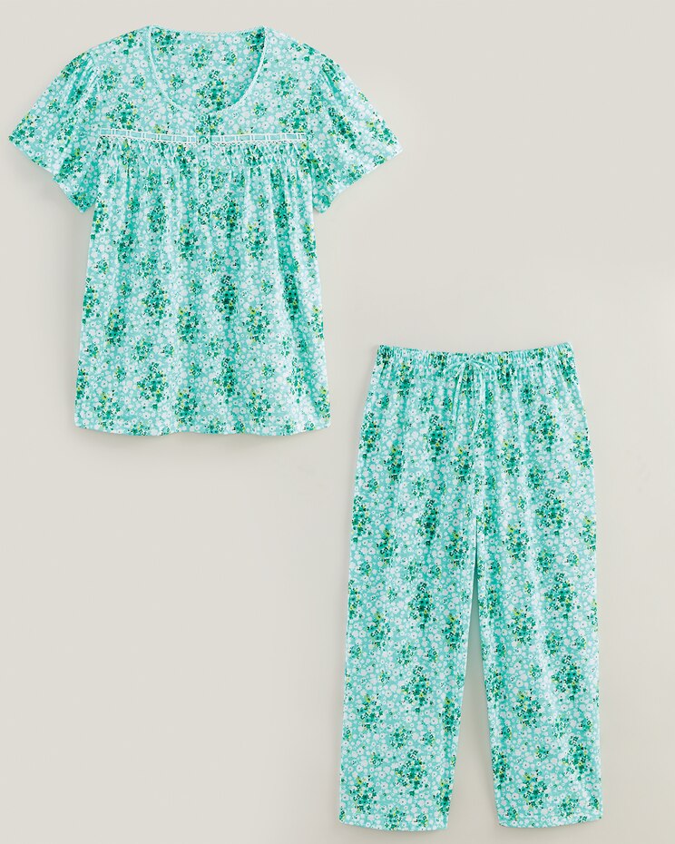 Floral-Print Capris Pajama Set image number 1