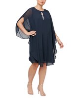 S.L. Fashions Midi Sheath Dress with Surplice Neckline and Short Flutter Sleeves thumbnail number 1