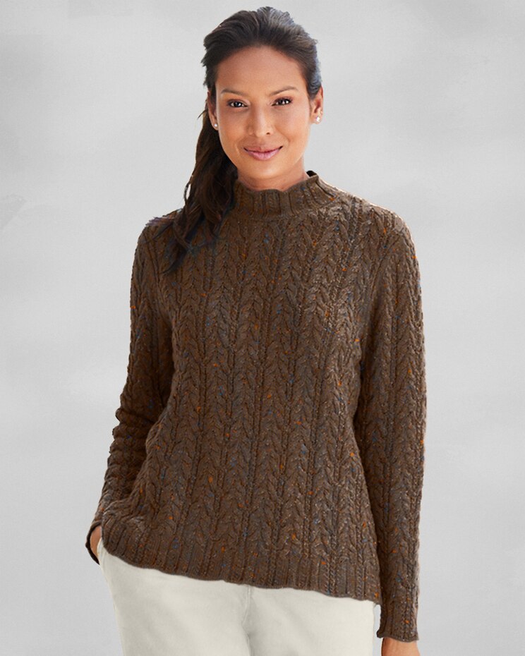 Donegal Braided Cabled Mockneck Sweater image number 2