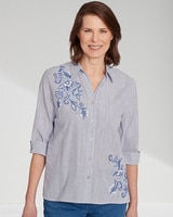 Metallic Striped Shirt with Embroidery by Alfred Dunner thumbnail number 1