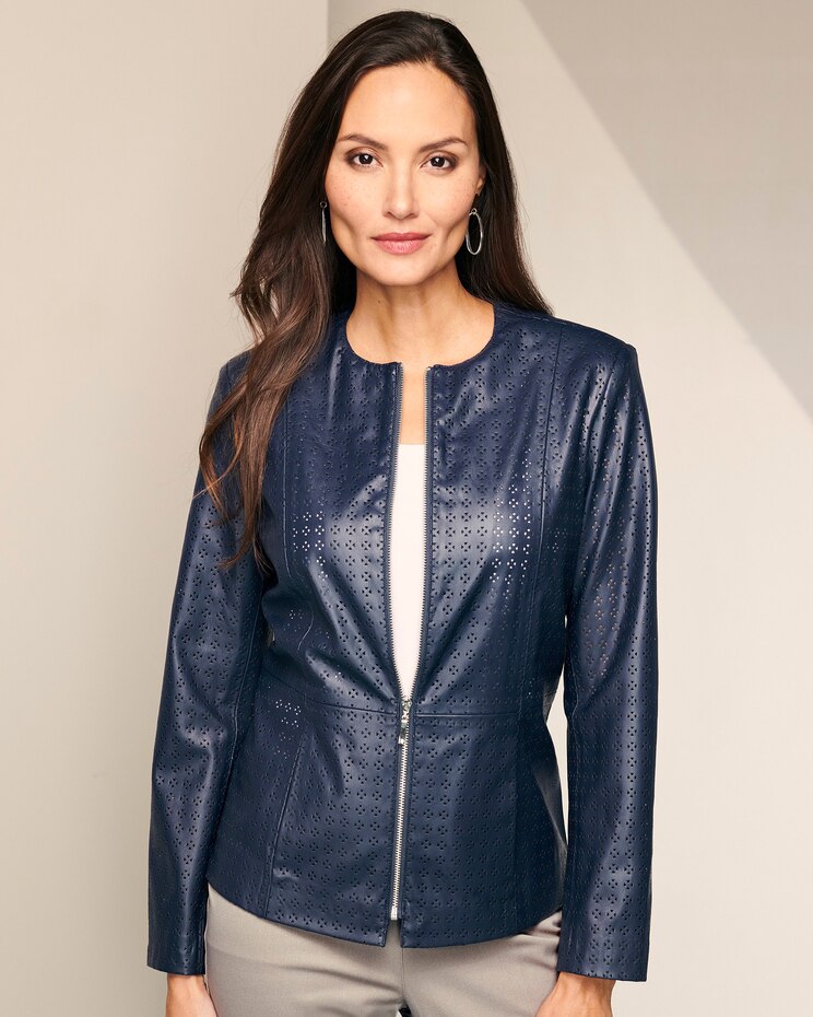 Vegan Leather Perforated Jacket image number 1