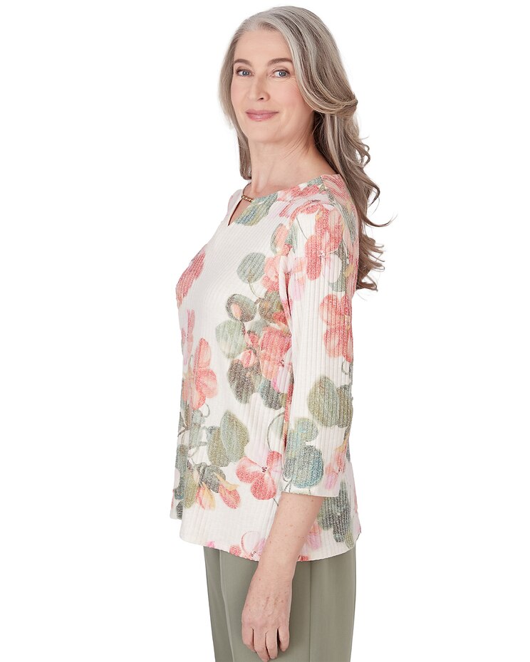 Alfred Dunner® Tuscan Sunset Floral Textured Top image number 4