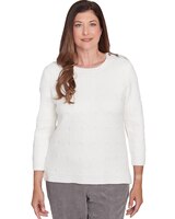 Alfred Dunner® Copenhagen Textured Cable Knit Crew neck Top thumbnail number 1