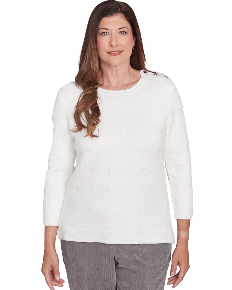 Alfred Dunner® Copenhagen Textured Cable Knit Crew neck Top image number 1