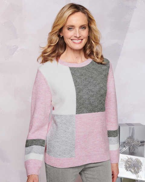 Alfred Dunner Colorblock Texture Sweater